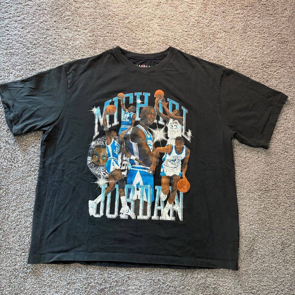 Nike Jordan Flight Essentials UNC North Carolina Oversized Rap Tee Shirt Sz XL
